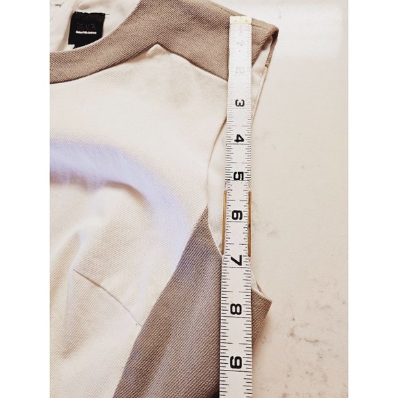 Saks Fifth Avenue sheath dress‎ size 4 cotton denim color block cream tan - Picture 11 of 14